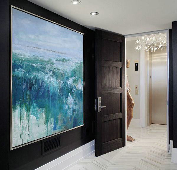 Huge Abstract Painting On Canvas,Oversized Abstract Landscape Oil Painting,Hand Paint Large Art,Blue,Green,Gray.etc